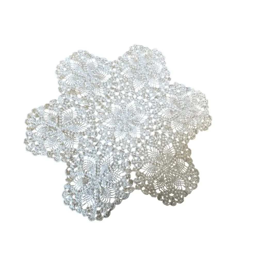 Handmade‎ white crochet snowflake doily 24x24